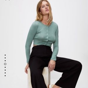 Zara Cropped Jacket Turquoise Green